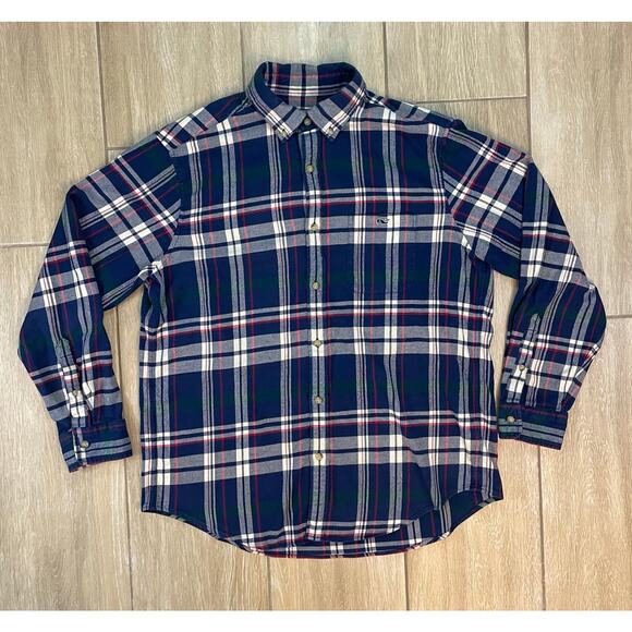 Vineyard Vines Classic Fit Tucker Shirt L Plaid Flannel Long Sleeve Cotton - Picture 1 of 10